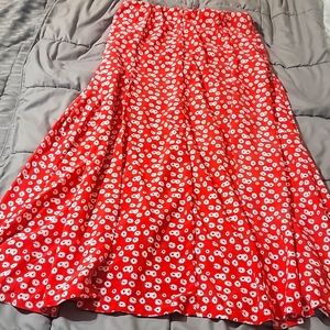 New Look Wrap Midi Skirt in Red Floral Print